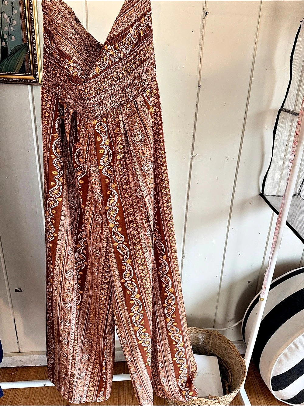 Paisley Wide Leg Pants in Brown & Orange